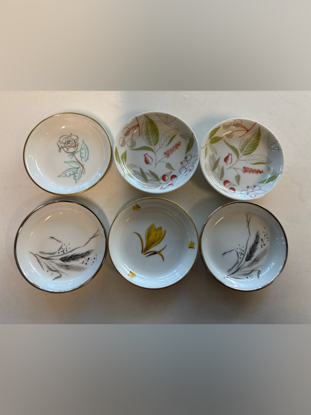 Easterling Bavaria Germany set of 6 saucers: Forever Spring, Golden Crocus, etc